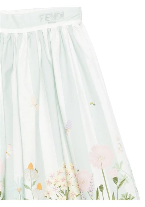 Gonna Midi Anice Con Stampa Floreale FENDI KIDS | JFE170-ATS5F1SA1